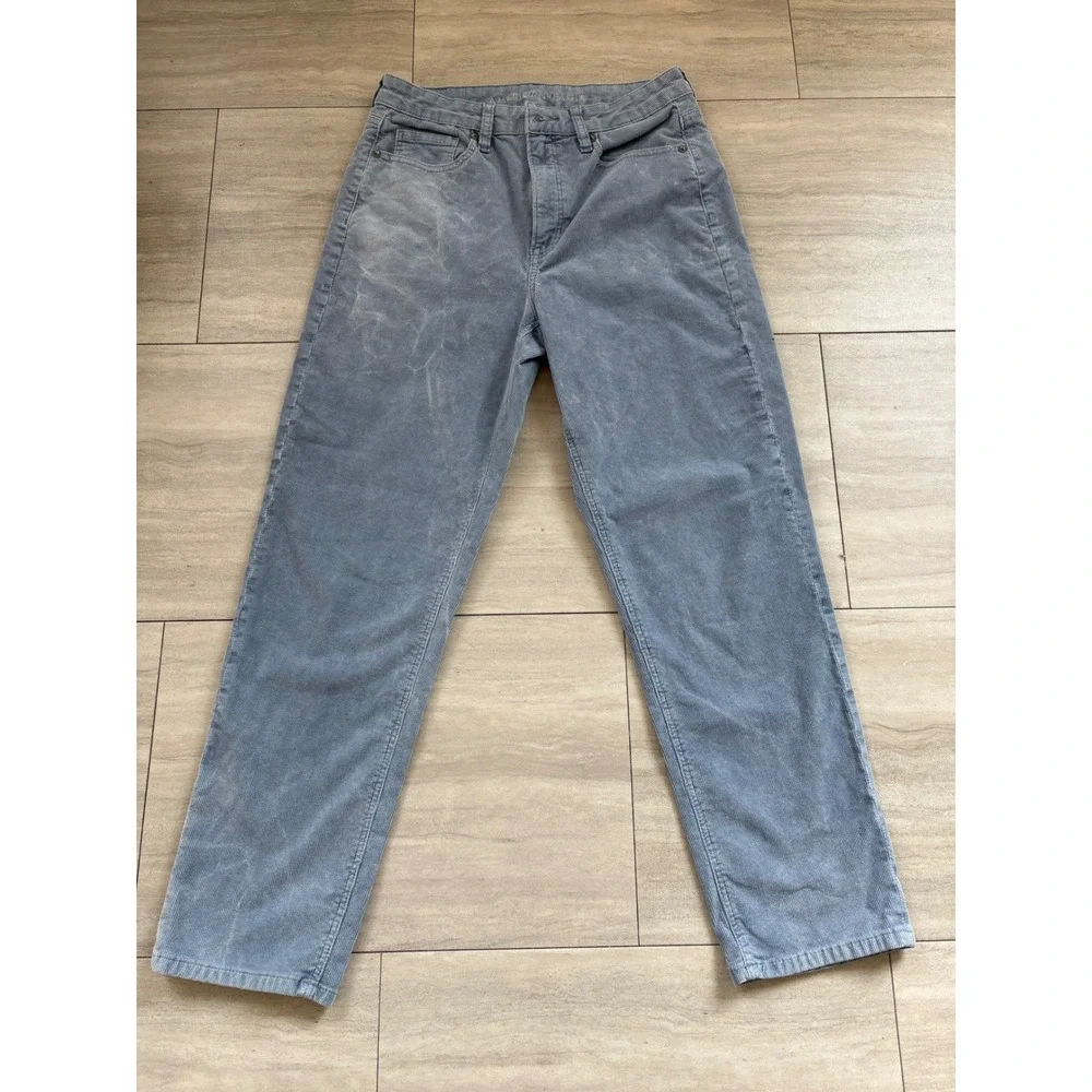 American Eagle Mens Straight Leg Corduroy Pants Blue Faded Stretch Size 6 Reg